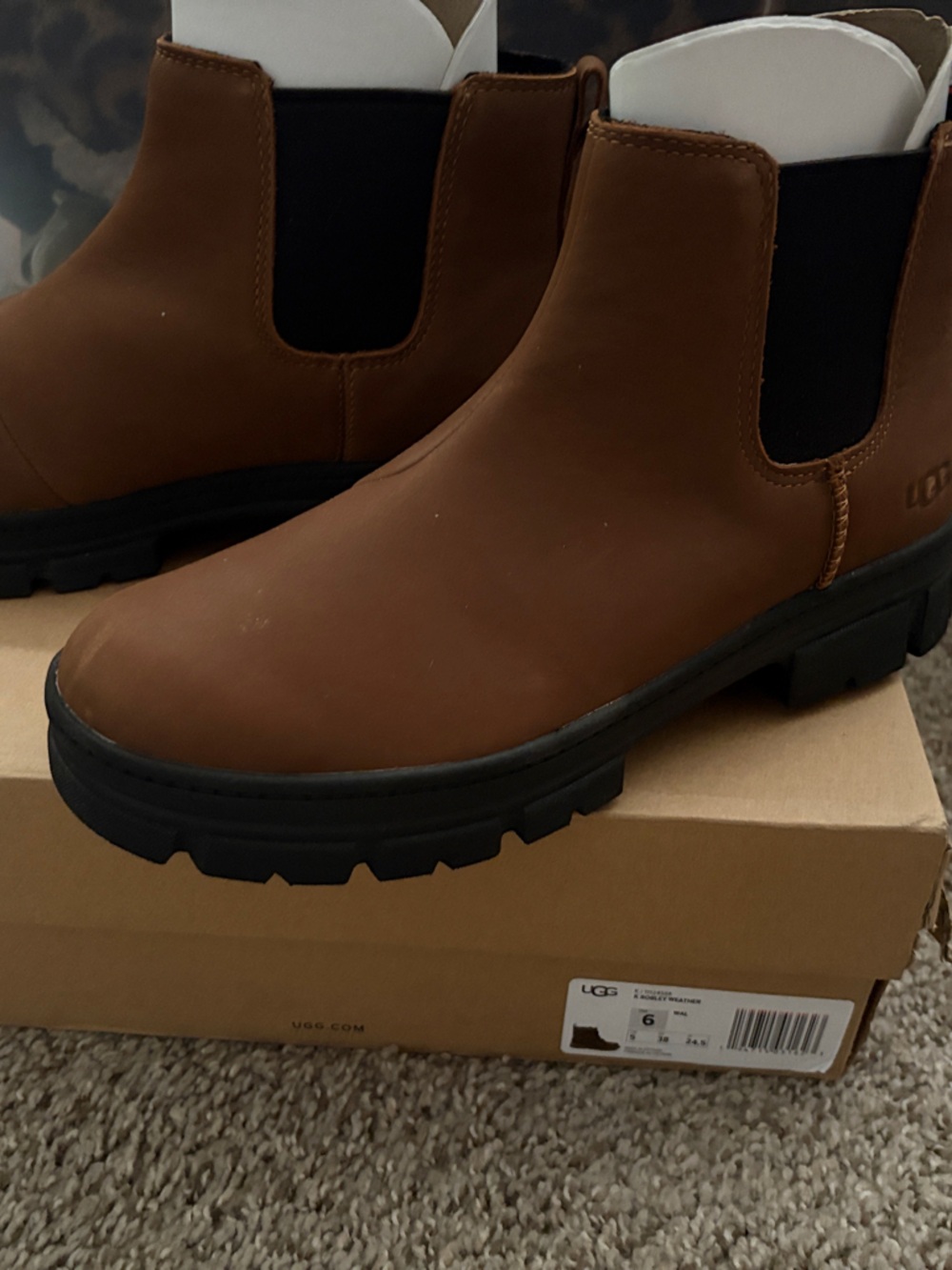 UGG Men’s Brown Chukka Boots with Black Elastic Panels